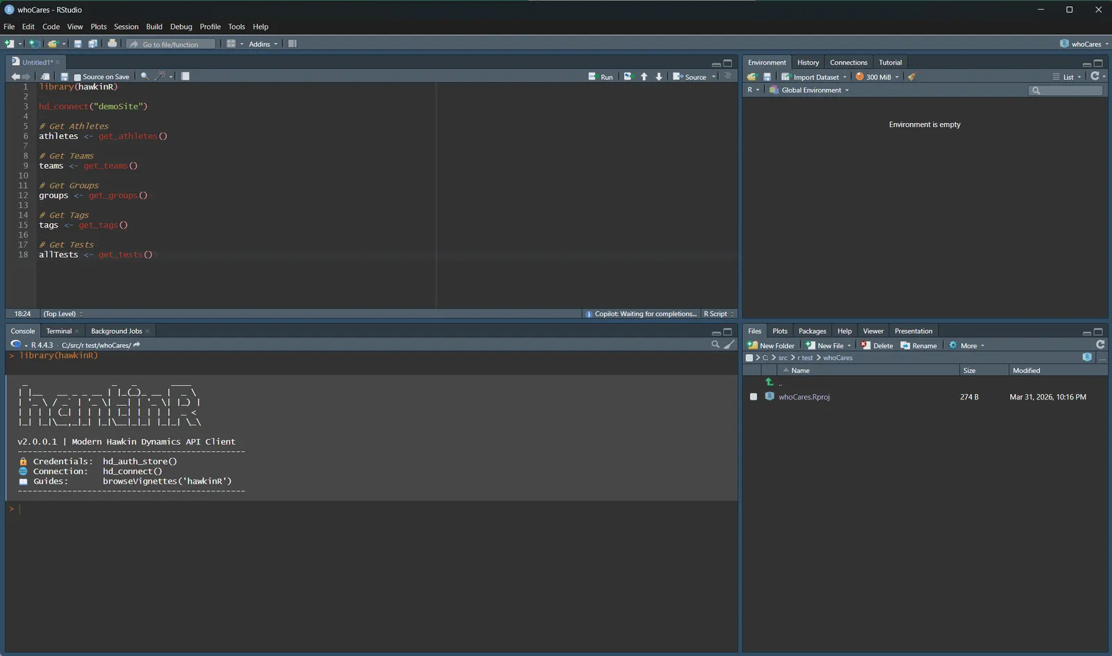 hawkinR in RStudio