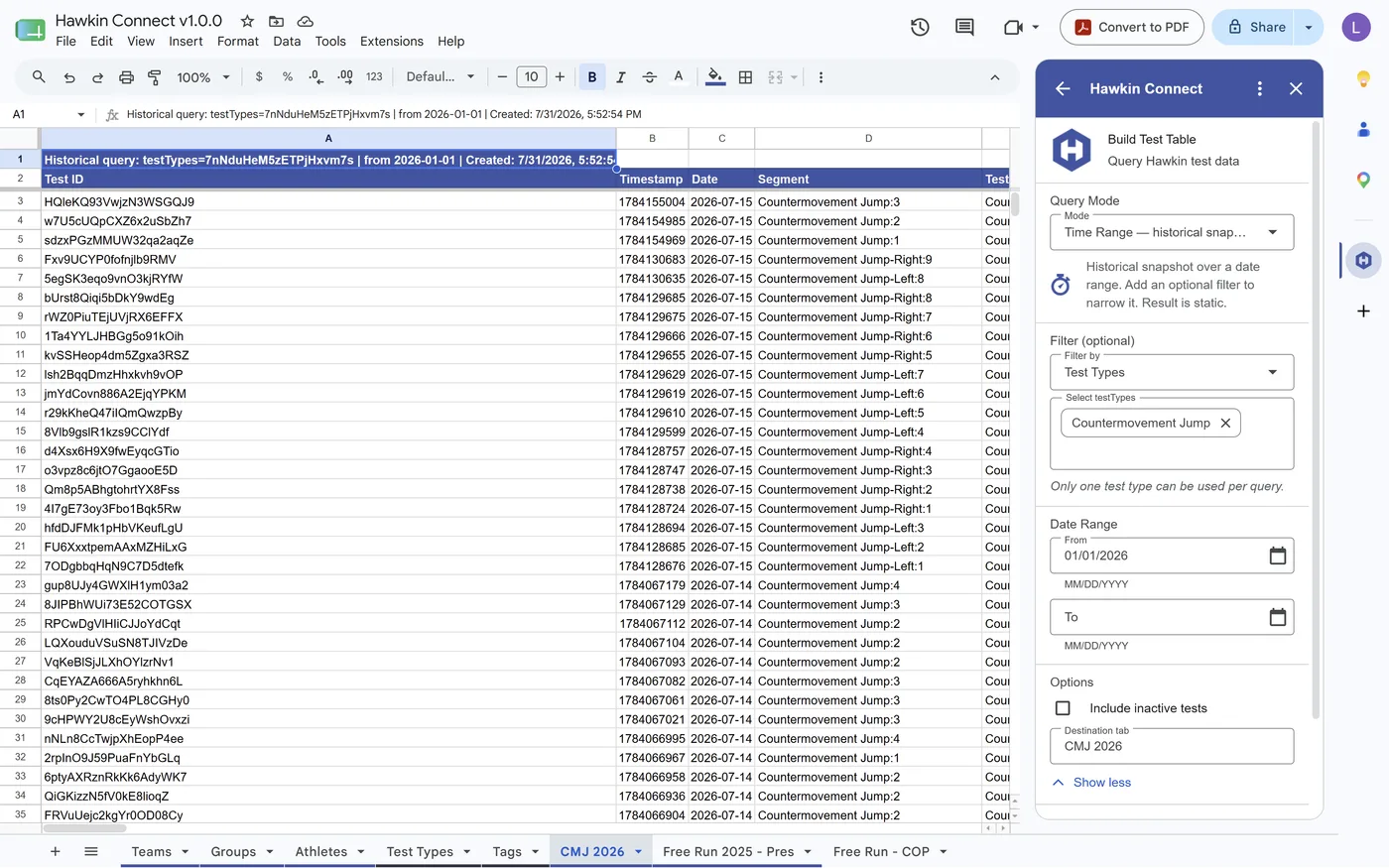 Building a filtered, sync-monitored test table